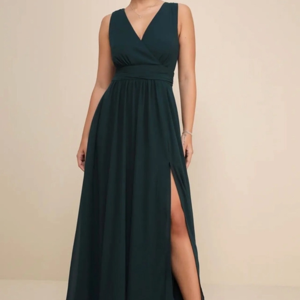 Lulus Thoughts of Hue Emerald Green Surplice Maxi Dress size 2X